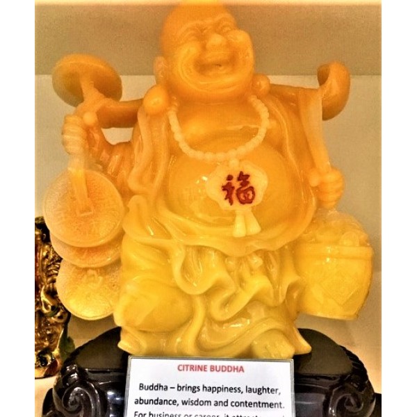 Feng Shui Display Lucky Charm - Citrine Laughing Buddha