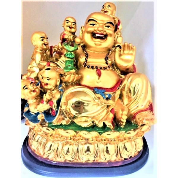 Feng Shui Display Lucky Charm - Golden Laughing Buddha