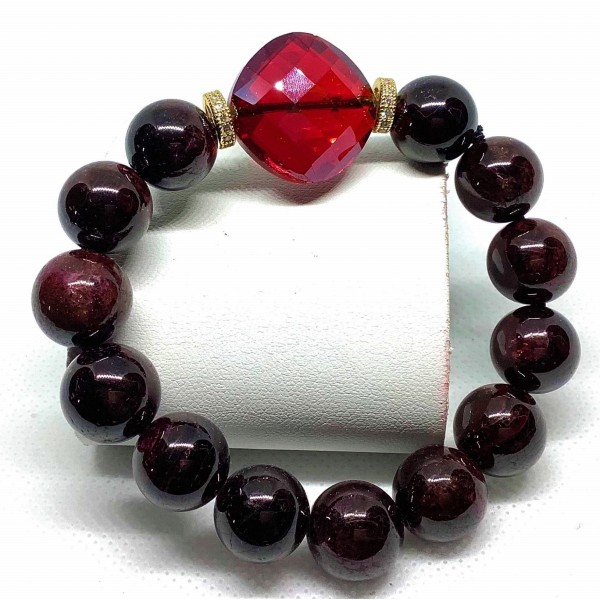 Garnet Gemstone with Red Crystal Quartz Bracelet