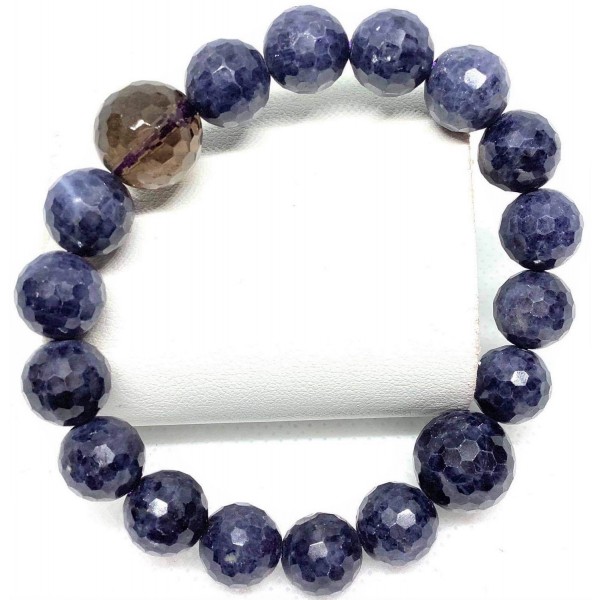 Blue Sapphire Premium Raw Gemstone with Smokey Quartz Stone Bracelet